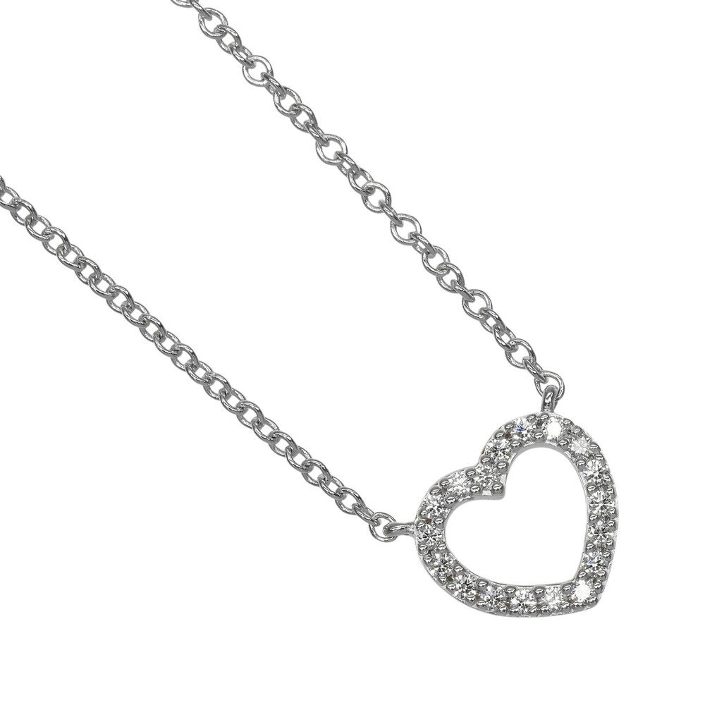 Tiffany & Co. Metro Open Heart Pendant 18K White Gold and Diamonds Mini
